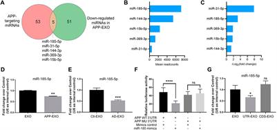 Exosomes Mediate APP Dysregulation via APP-miR-185-5p Axis